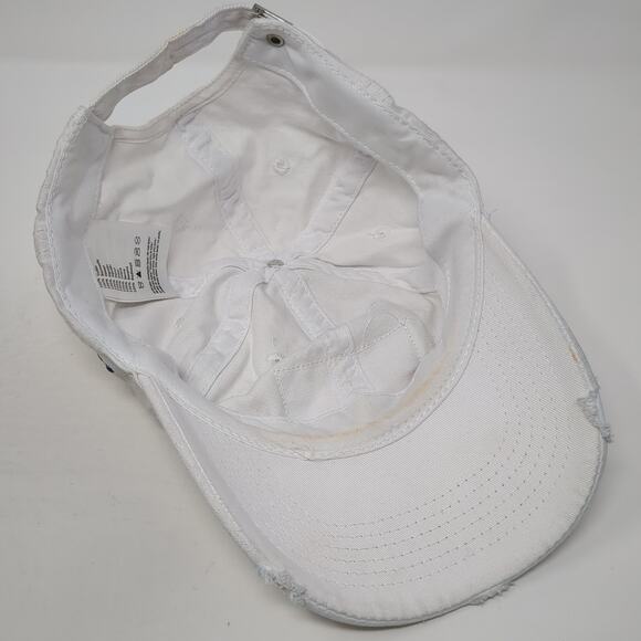 American Flag Slideback Hat Solid White One Size Adjustable Vent Holes - Picture 7 of 9